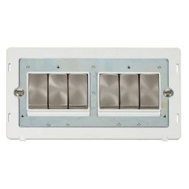 Click SIN416PWBS Brushed Steel Definity Ingot 6 Gang 10AX 2 Way Plate Switch Insert - White Insert image