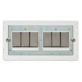 Click SIN416PWSS Stainless Steel Definity Ingot 6 Gang 10AX 2 Way Plate Switch Insert - White Insert image