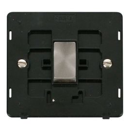 Click SIN425BKBS Brushed Steel Definity Ingot 1 Gang 10AX Intermediate Plate Switch Insert - Black Insert image