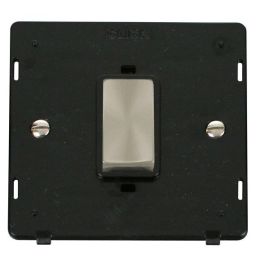 Click SIN500BKBS Brushed Steel Definity Ingot 1 Gang 45A 2 Pole Plate Switch Insert - Black Insert image