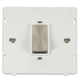 Click SIN500PWBS Brushed Steel Definity Ingot 1 Gang 45A 2 Pole Plate Switch Insert - White Insert image