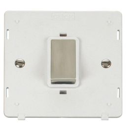 Click SIN500PWSS Stainless Steel Definity Ingot 1 Gang 45A 2 Pole Plate Switch Insert - White Insert