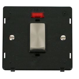 Click SIN501BKBS Brushed Steel Definity Ingot 1 Gang 45A Neon 2 Pole Plate Switch Insert - Black Insert image