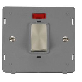 Click SIN501GYBS Brushed Steel Definity Ingot 1 Gang 45A 2 Pole Neon Plate Switch Insert - Grey Insert image