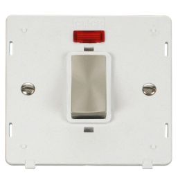 Click SIN501PWBS Brushed Steel Definity Ingot 1 Gang 45A 2 Pole Neon Plate Switch Insert - White Insert image