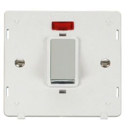 Click SIN501PWCH Polished Chrome Definity Ingot 1 Gang 45A 2 Pole Neon Plate Switch Insert - White Insert image