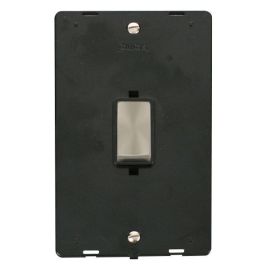 Click SIN502BKBS Brushed Steel Definity Ingot 2 Gang 45A 2 Pole Vertical Plate Switch Insert - Black Insert image
