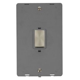 Click SIN502GYBS Brushed Steel Definity Ingot 2 Gang 45A 2 Pole Vertical Plate Switch Insert - Grey Insert image