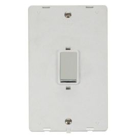 Click SIN502PWCH Polished Chrome Definity Ingot 2 Gang 45A 2 Pole Vertical Plate Switch Insert - White Insert image