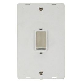 Click SIN502PWSS Stainless Steel Definity Ingot 2 Gang 45A 2 Pole Vertical Plate Switch Insert - White Insert image