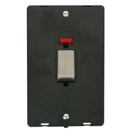 Click SIN503BKSS Stainless Steel Definity Ingot 2 Gang 45A 2 Pole Neon Vertical Plate Switch Insert - Black Insert image
