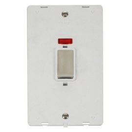 Click SIN503PWSS Stainless Steel Definity Ingot 2 Gang 45A 2 Pole Neon Vertical Plate Switch Insert - White Insert image