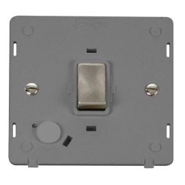 Click SIN522GYBS Brushed Steel Definity Ingot 20A 2 Pole Flex Outlet Plate Switch Insert - Grey Insert image