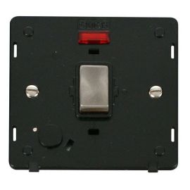 Click SIN523BKBS Brushed Steel Definity Ingot 20A 2 Pole Flex Outlet Neon Plate Switch Insert - Black Insert image