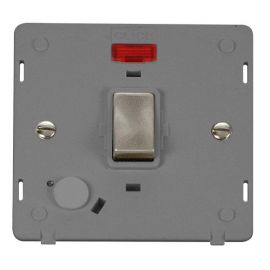 Click SIN523GYBS Brushed Steel Definity Ingot 20A 2 Pole Flex Outlet Neon Plate Switch Insert - Grey Insert image