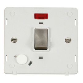 Click SIN523PWBS Brushed Steel Definity Ingot 20A 2 Pole Flex Outlet Neon Plate Switch Insert - White Insert image
