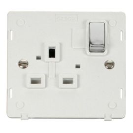 Click SIN535PWCH Polished Chrome Definity Ingot 1 Gang 13A 2 Pole Switched Socket Insert - White Insert image