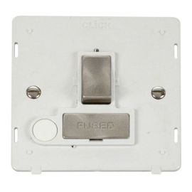 Click SIN551PWBS Brushed Steel Definity Ingot 13A 2 Pole Switched Flex Outlet Fused Spur Unit Insert - White Insert image