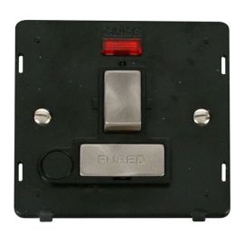 Click SIN552BKBS Brushed Steel Definity Ingot 13A 2 Pole Flex Outlet Neon Switched Fused Spur Unit Insert - Black Insert image