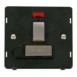 Click SIN552BKSS Stainless Steel Definity Ingot 13A 2 Pole Flex Outlet Neon Switched Fused Spur Unit Insert - Black Insert