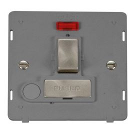Click SIN552GYBS Brushed Steel Definity Ingot 13A 2 Pole Flex Outlet Neon Switched Fused Spur Unit Insert - Grey Insert image