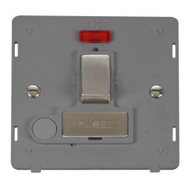 Click SIN552GYSS Stainless Steel Definity Ingot 13A 2 Pole Flex Outlet Neon Switched Fused Spur Unit Insert - Grey Insert image