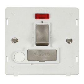 Click SIN552PWBS Brushed Steel Definity Ingot 13A 2 Pole Flex Outlet Neon Switched Fused Spur Unit Insert - White Insert image