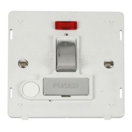 Click SIN552PWCH Polished Chrome Definity Ingot 13A 2 Pole Flex Outlet Neon Switched Fused Spur Unit Insert - White Insert image