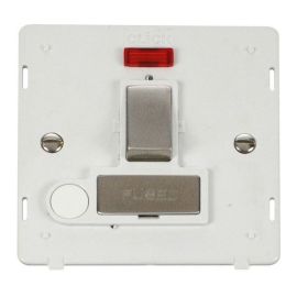 Click SIN552PWSS Stainless Steel Definity Ingot 13A 2 Pole Flex Outlet Neon Switched Fused Spur Unit Insert - White Insert image