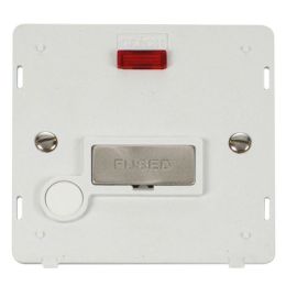 Click SIN553PWBS Brushed Steel Definity Ingot 13A Flex Outlet Neon Fused Spur Unit Insert - White Insert image