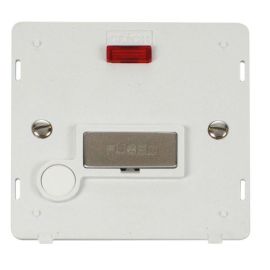 Click SIN553PWSS Stainless Steel Definity Ingot 13A Flex Outlet Neon Fused Spur Unit Insert - White Insert image