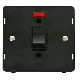Click SIN623BK Black Definity 20A 2 Pole Neon Plate Switch Insert - Black Insert image