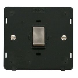 Click SIN722BKBS Brushed Steel Definity Ingot 20A 2 Pole Plate Switch Insert - Black Insert image