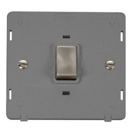 Click SIN722GYBS Brushed Steel Definity Ingot 20A 2 Pole Plate Switch Insert - Grey Insert image