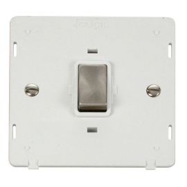Click SIN722PWBS Brushed Steel Definity Ingot 20A 2 Pole Plate Switch Insert - White Insert image