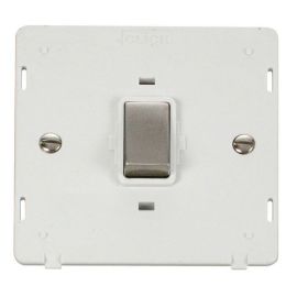 Click SIN722PWSS Stainless Steel Definity Ingot 20A 2 Pole Plate Switch Insert - White Insert image