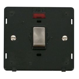 Click SIN723BKBS Brushed Steel Definity Ingot 20A 2 Pole Neon Plate Switch Insert - Black Insert image