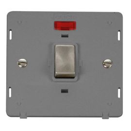 Click SIN723GYBS Brushed Steel Definity Ingot 20A 2 Pole Neon Plate Switch Insert - Grey Insert image