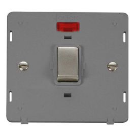 Click SIN723GYSS Stainless Steel Definity Ingot 20A 2 Pole Neon Plate Switch Insert - Grey Insert image