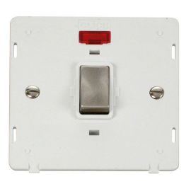Click SIN723PWBS Brushed Steel Definity Ingot 20A 2 Pole Neon Plate Switch Insert - White Insert image