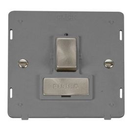 Click SIN751GYBS Brushed Steel Definity Ingot 13A 2 Pole Switched Fused Spur Unit Insert - Grey Insert image