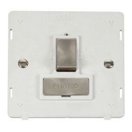 Click SIN751PWBS Brushed Steel Definity Ingot 13A 2 Pole Switched Fused Spur Unit Insert - White Insert image