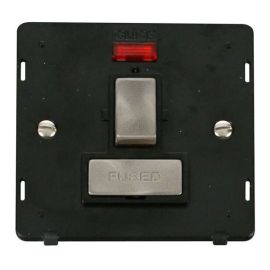 Click SIN752BKBS Brushed Steel Definity Ingot 13A 2 Pole Neon Switched Fused Spur Unit Insert - Black Insert image