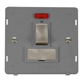 Click SIN752GYBS Brushed Steel Definity Ingot 13A 2 Pole Neon Switched Fused Spur Unit Insert - Grey Insert image