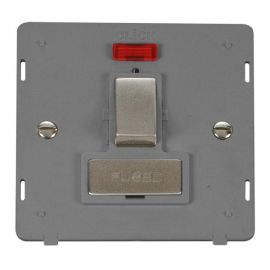 Click SIN752GYSS Stainless Steel Definity Ingot 13A 2 Pole Neon Switched Fused Spur Unit Insert - Grey Insert image