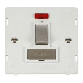 Click SIN752PWSS Stainless Steel Definity Ingot 13A 2 Pole Neon Switched Fused Spur Unit Insert - White Insert image