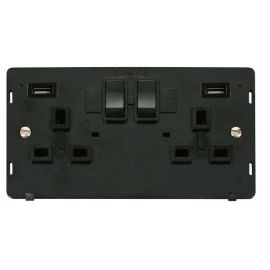 Click SIN780BK Definity 2 Gang 13A 2x USB-A 4.2A Switched Socket - Black Insert image