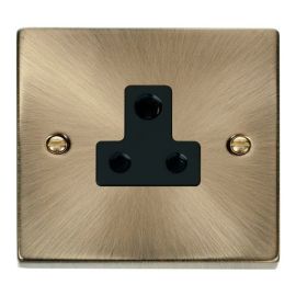 Click VPAB038BK Deco Antique Brass 5A Round Pin Socket - Black Insert