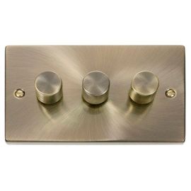 Click VPAB153 Deco Antique Brass 3 Gang 400W-VA 2 Way Resistive-Inductive Dimmer Switch image
