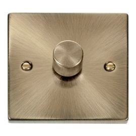 Click VPAB161 Deco Antique Brass 1 Gang 2 Way 100W LED Dimmer Switch image